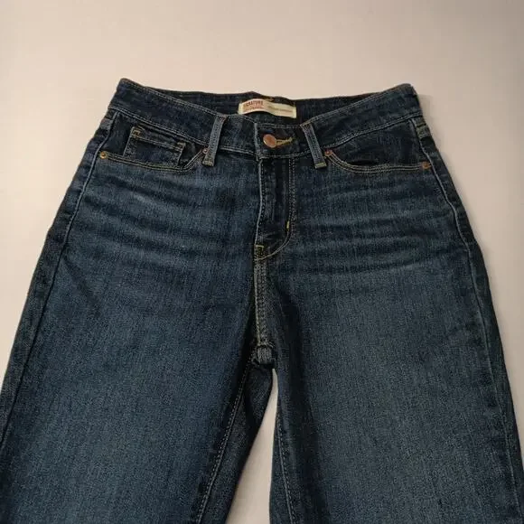 Levi Strauss Signature Jeans Women’s 2M 26x32 Mid Rise Straight Stretch Blue - Picture 3 of 7
